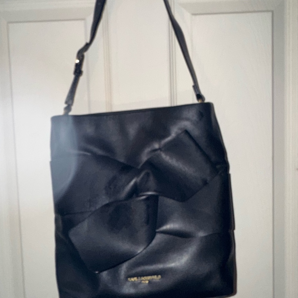 Karl Lagerfeld Black Leather Shoulder Bag